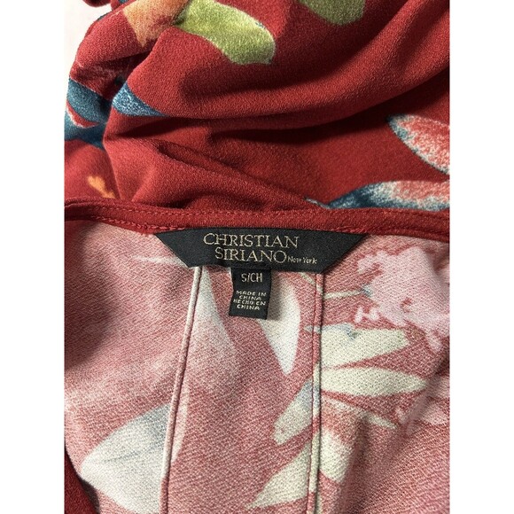 Christian Siriano NY Size Small Red Floral Short Sleeve Shift Dress Hi Low NEW - Picture 6 of 8